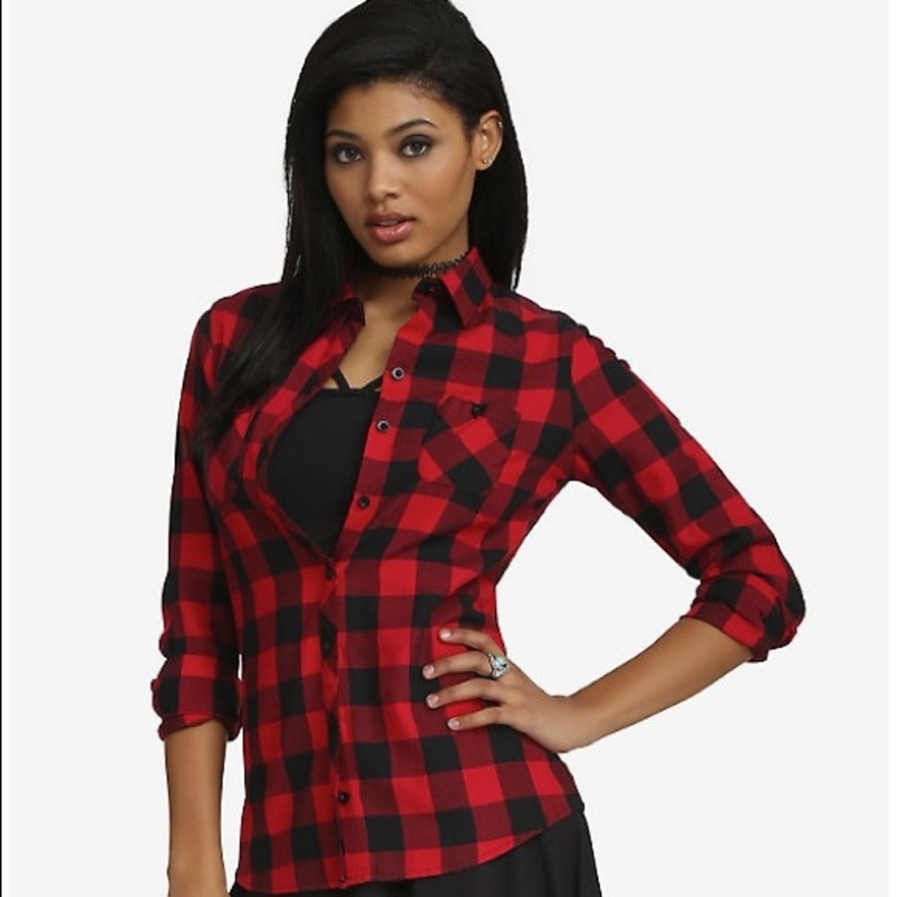 Redblack Plaid Button Down Shirt